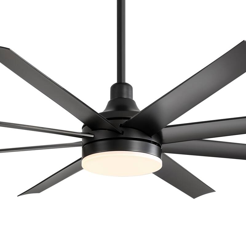 65 Inch LED Black and White Ceiling Fan with Light Remote- 8 Blade