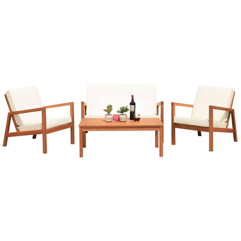 SAFAVIEH Outdoor Giana 4-Piece Living Set - 46W x 29D x 31H