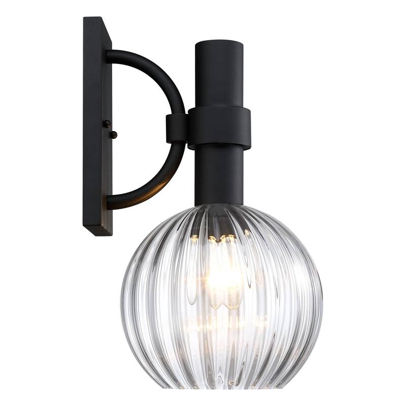 Fernwood 9 in. 1-Light Black Outdoor Wall Sconce Light for Porches - 16