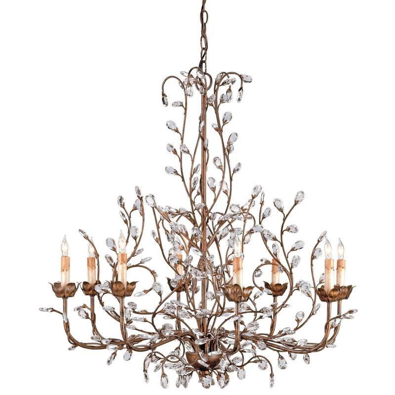 Currey & Company Crystal Bud Cupertino Large Chandelier - 33"h x 33"dia - 33"h x 33"dia - Cupertino