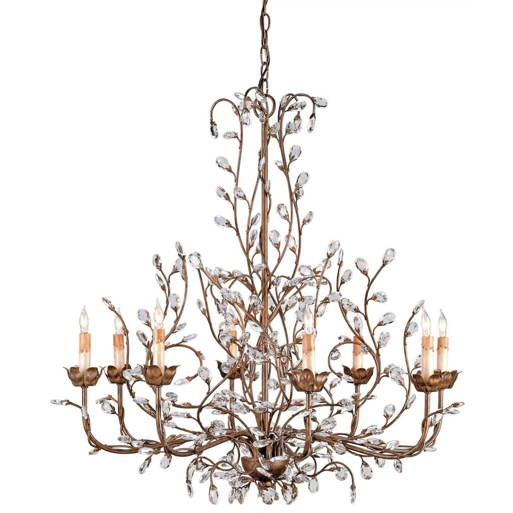 Currey & Company Crystal Bud Cupertino Large Chandelier - 33"h x 33"dia