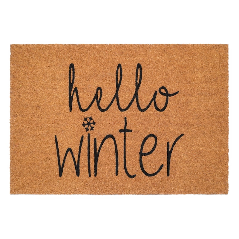 HomeRoots 24" X 36" Brown And Black Christmas Outdoor Coir Door Mat - 24.00' X '36.00