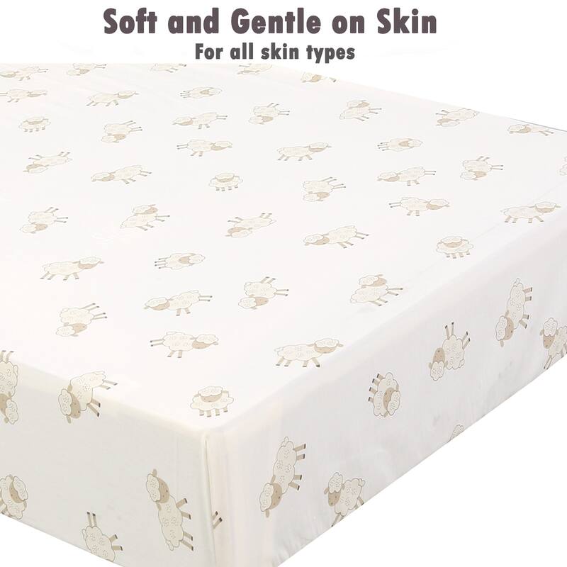 Polka Dot Animal Bear Friends ABC&123 Unisex Multi-color Cotton Toddler/Baby Crib Child Fitted Sheet Set (Pack of 3) - N/A