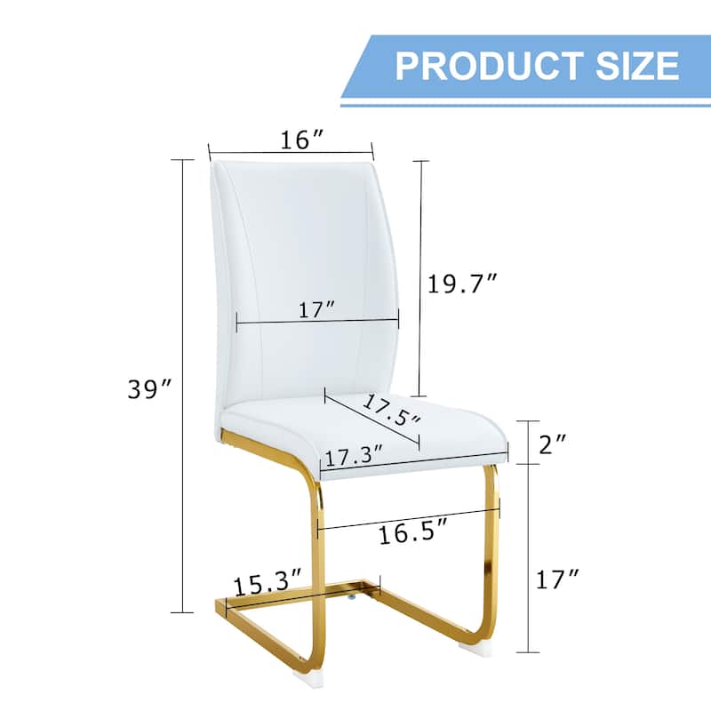 Luxury Arched PU Dining Chairs Set of 6 with Gold Legs and Ergonomic Support Back for Open Kitchens, or Entertaining