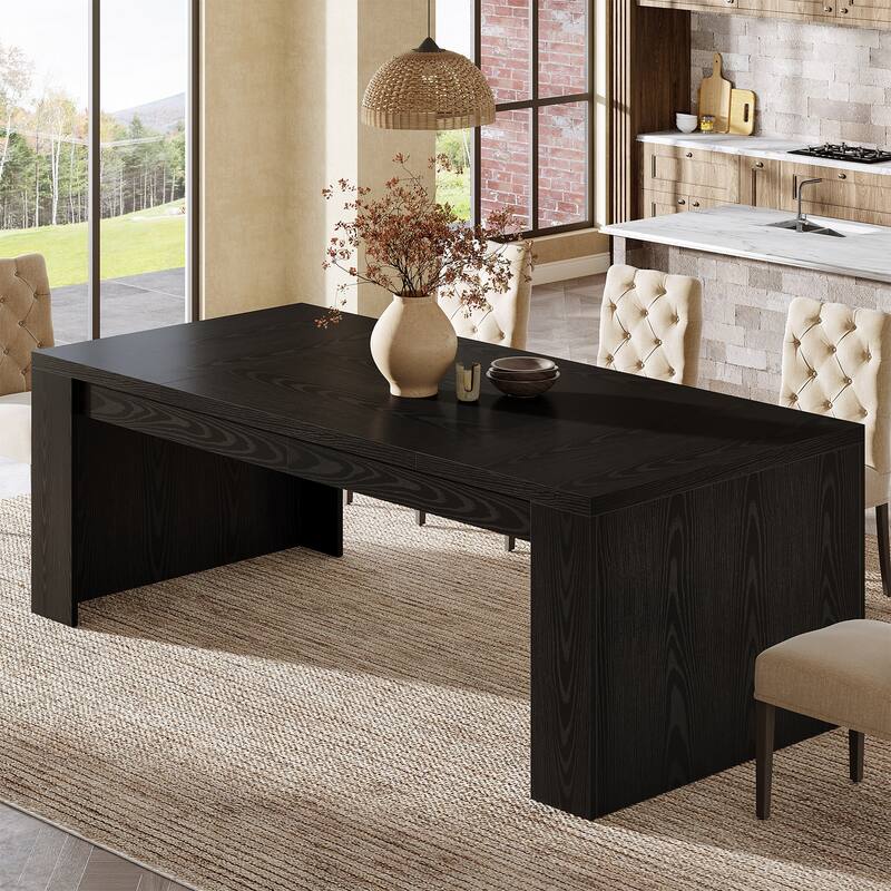 70.9" Dining Table, Wooden Kitchen Table, Living Room Accent Dining Table Family Gathering Table - Black