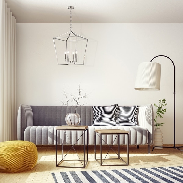 NEIGHBORHOOD サイズL Brushed Nickel 4-Light Lantern Pendant 20 in. with Sleeve