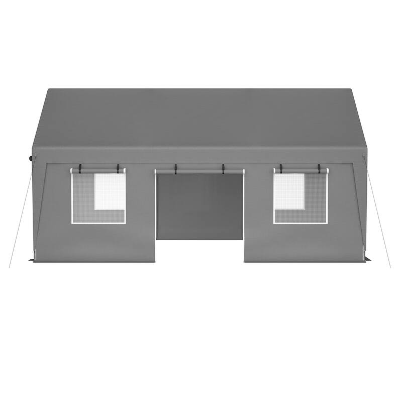GDFStudio - Penman Heavy Duty Canopy Garage with Removable Sidewalls and Roll-up Ventilated Windows & Door