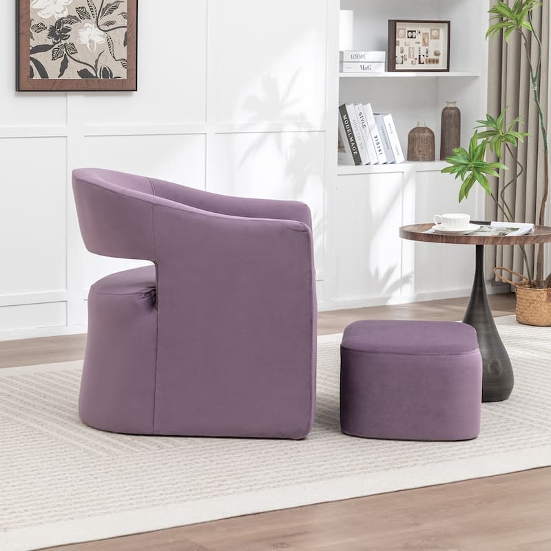 SEYNAR Modern Glam Velvet Accent Armchair Open Back with Ottoman