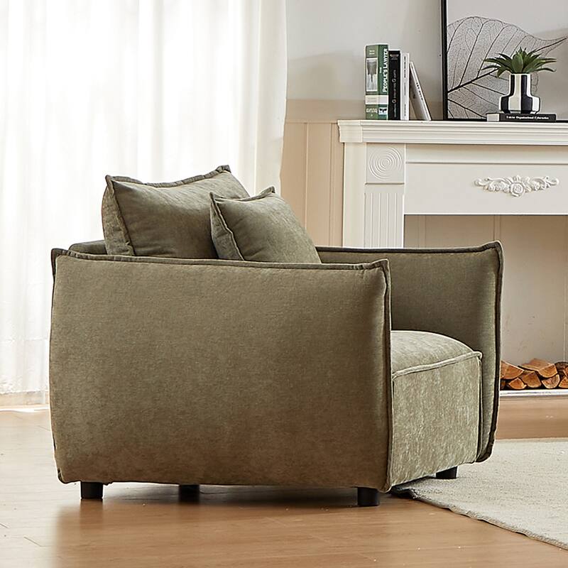 Minimalist Chenille Armchair with Foam Cushions