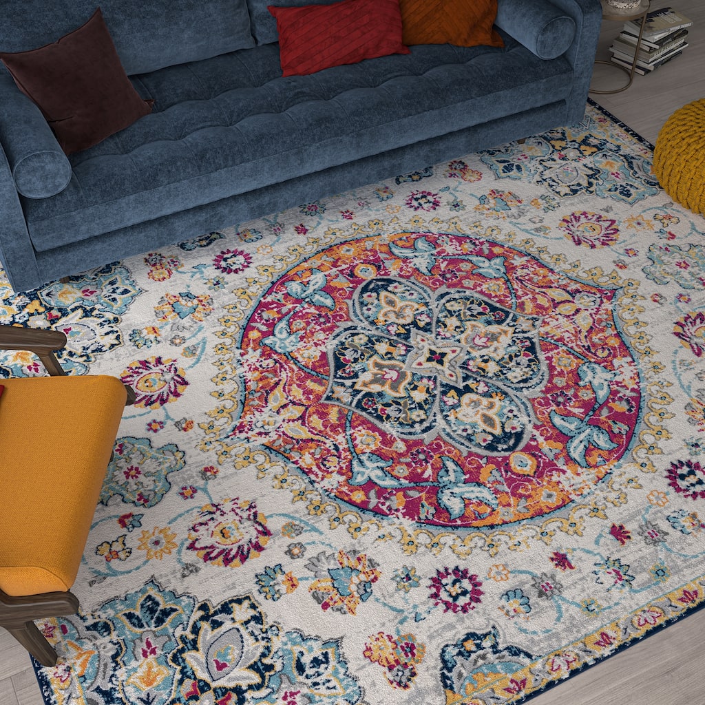 Bohemian Medallion Area Rug or Runner - Rugs for Living Room, Bedroom, Dining Room, Kitchen or Entryway 2x3, 2x8, 4x6, 5x7, 8x10