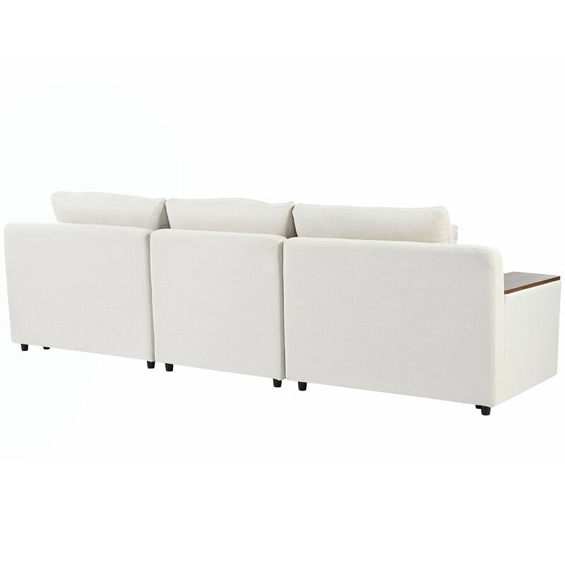 109.8'' L-Shaped 3 Seater Modular Sectional Sofa with 3-Pillow, Removable Back Cushions and 2 Storage Compartments