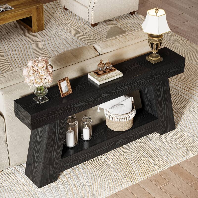 70.9-Inch Farmhouse Console Table, Wooden Sofa Table for Living Room