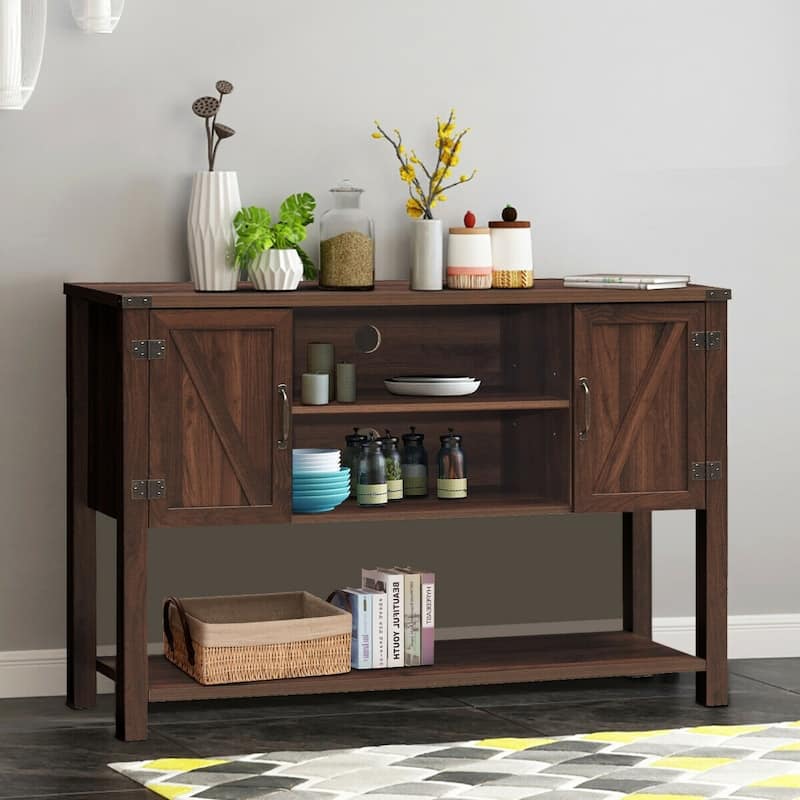 TV Storage Cabinets with Bottom Shelf - 52" x 15.5" x 35" (L x W x H)