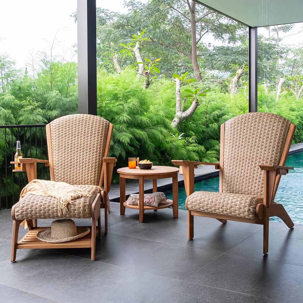 Cambridge Casual Camden Set of 4 Teak Outdoor Adirondack Chair with Padded Seat