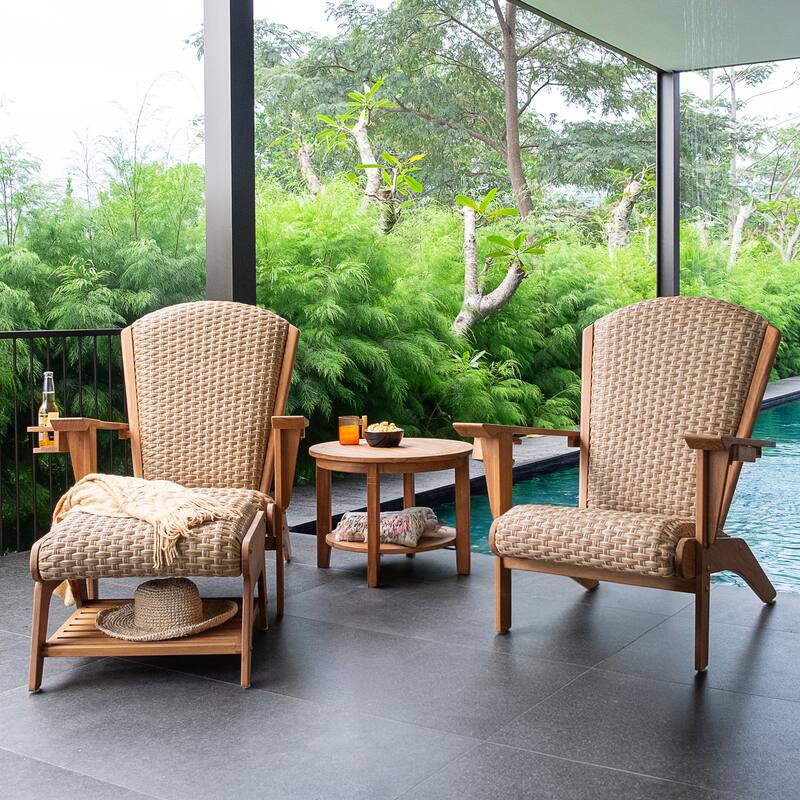 Cambridge Casual Camden Set of 4 Teak Outdoor Adirondack Chair with Padded Seat