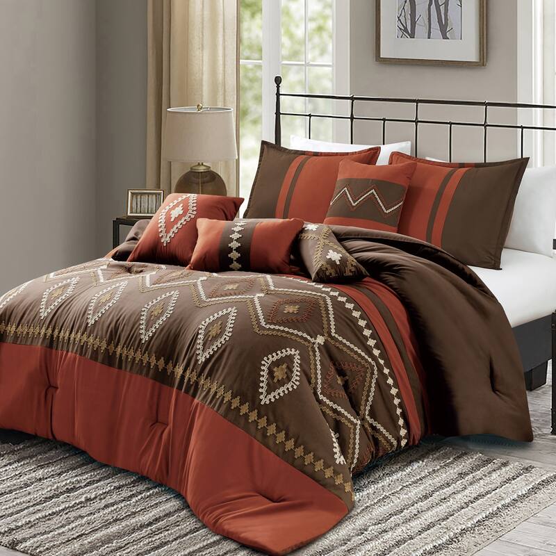 Shatex Chiriga 7 Pieces Bedding Comforter Set All-season Reversible Bed in a Bag - King