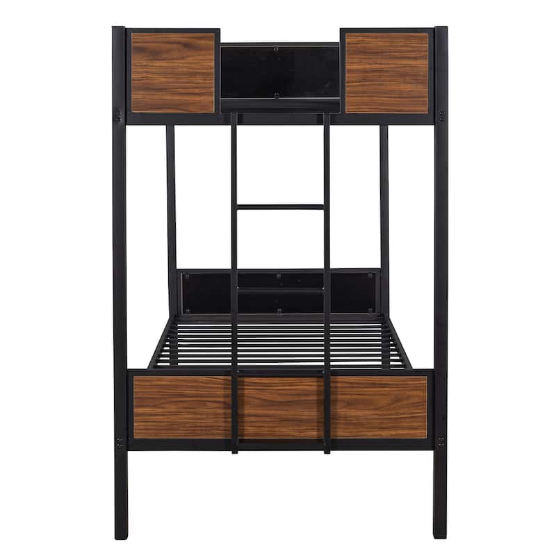 Steel and Wood Bunk Bed with Ladder
