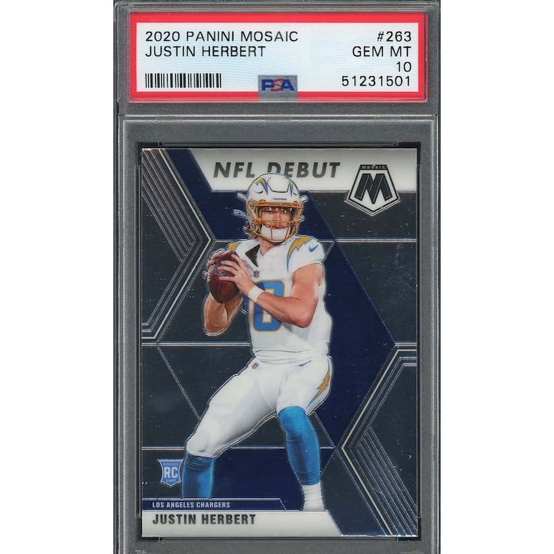 Justin Herbert 2020 Panini Mosaic Football Rookie Card #263 PSA 10 - 8'6" x 11'6"