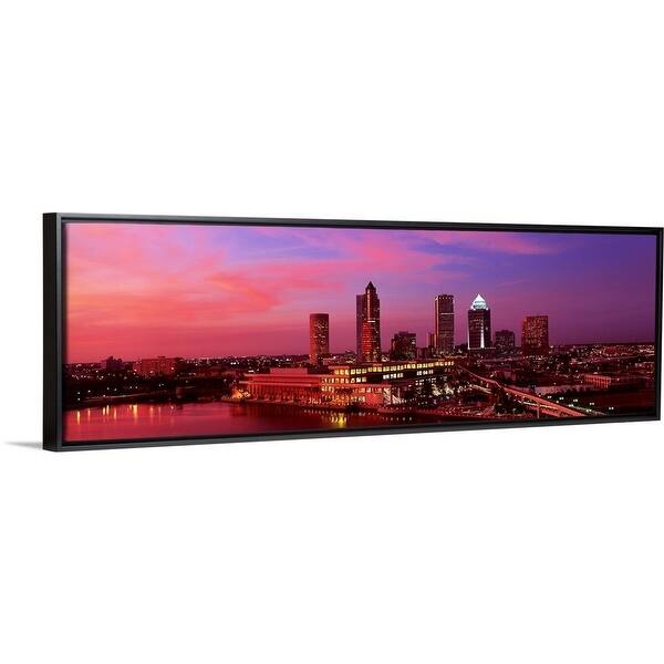 Shop Florida Tampa Night Black Float Frame Canvas Art Free