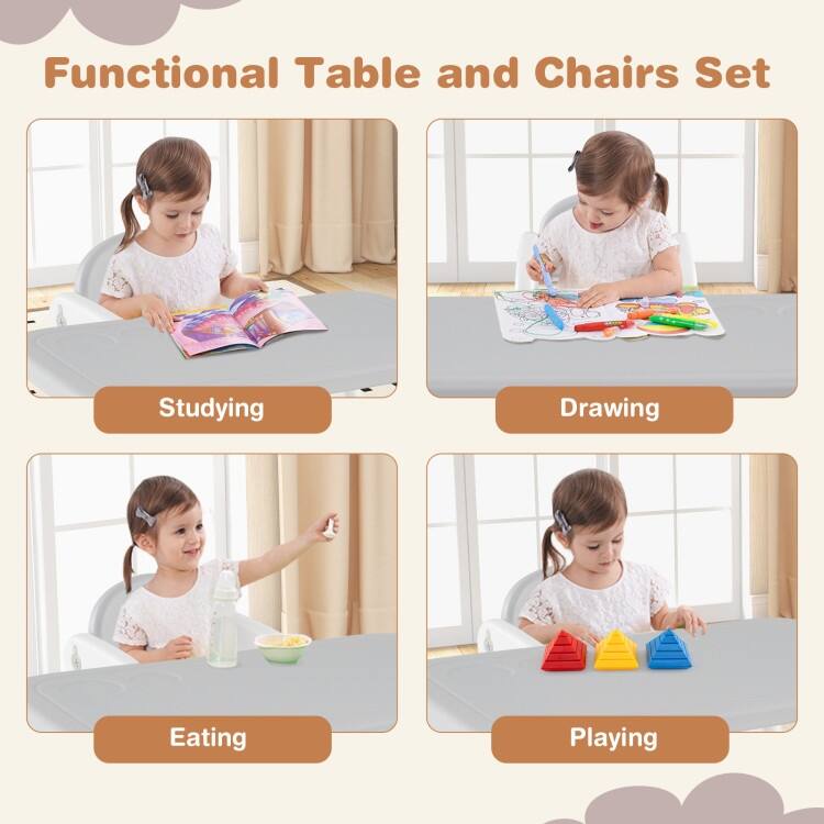 Kids Table and Chair Set with Building Blocks - 31" x 19" x 19" (L x W x H)
