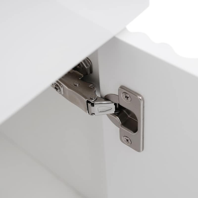 Roomfitters 21.6" Floating Bathroom Vanity with Ceramic Sink, Modern Wall-Mount Cabinet with Right/Left Side Storage, White