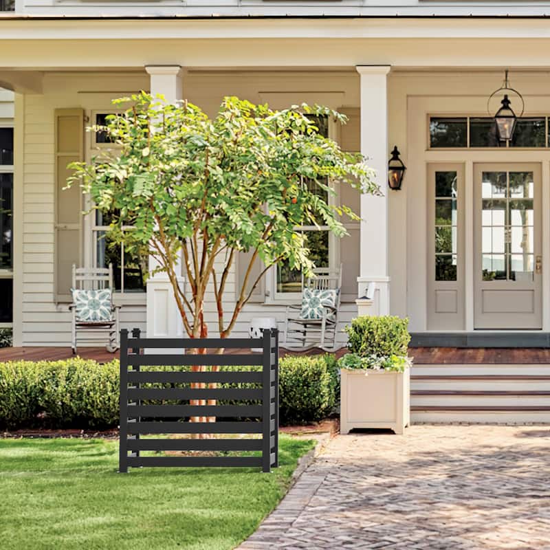 LUE BONA 38 in. x 46 in. Garden Fence Panels Outdoor 2 Panels Recycled Plastic Privacy Air Conditioner Fence