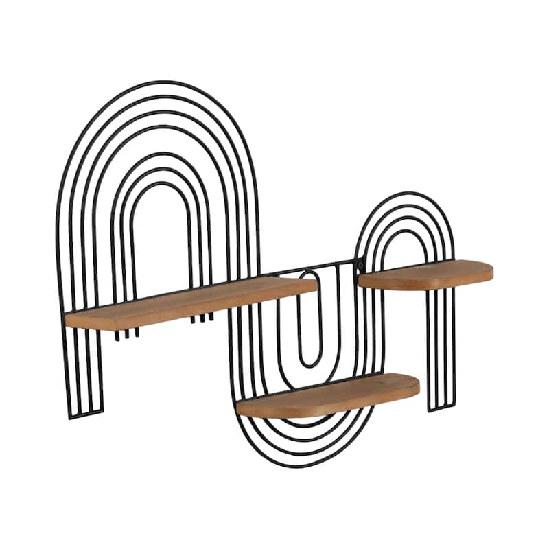 Sagebrook Home 18'' Metal, Wood Brown and Black Loopy Wall Decoration, Unique and Stylish Design for Many Rooms - 24" x 4" x 18"