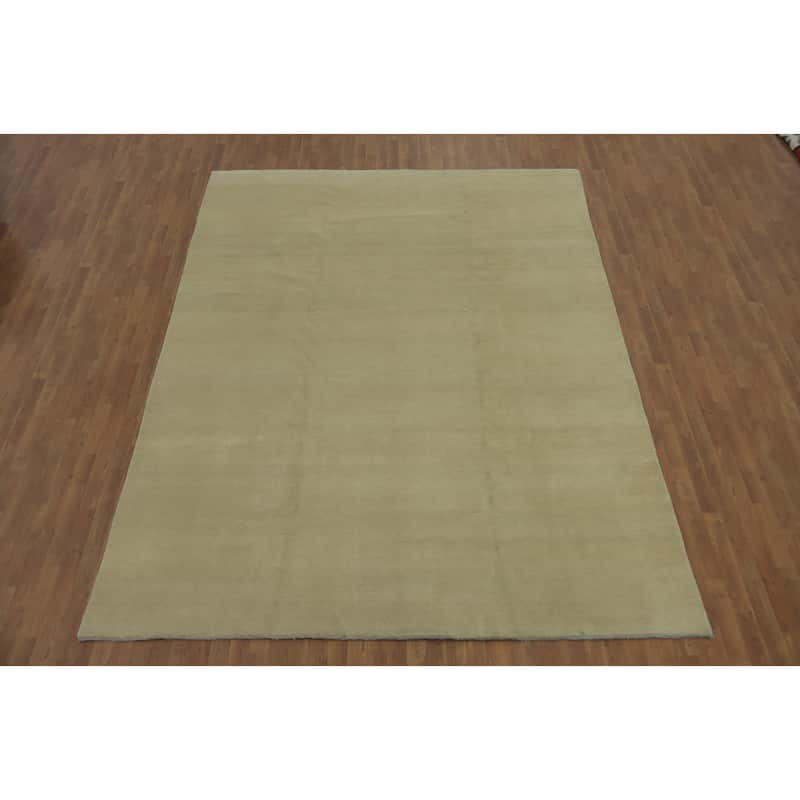 Hand Knotted Oriental 100% Wool Carpet Modern Solid Beige & Ivories Gabbeh Area Rug - 12' 0'' X 8' 11''