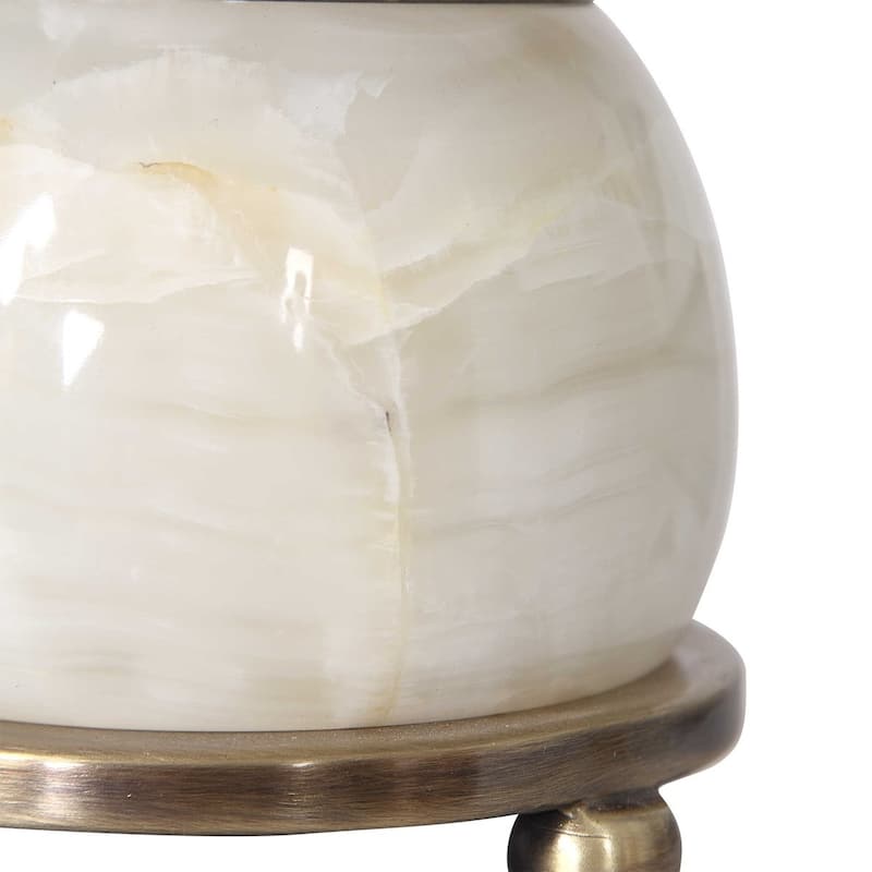 Polished Marble Style Buffet Lamp with Drum Shade - 35" - Brown