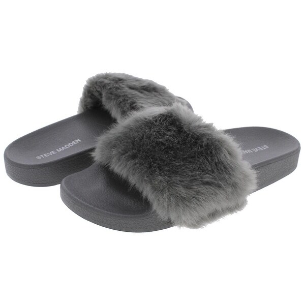 steve madden fur slide sandals