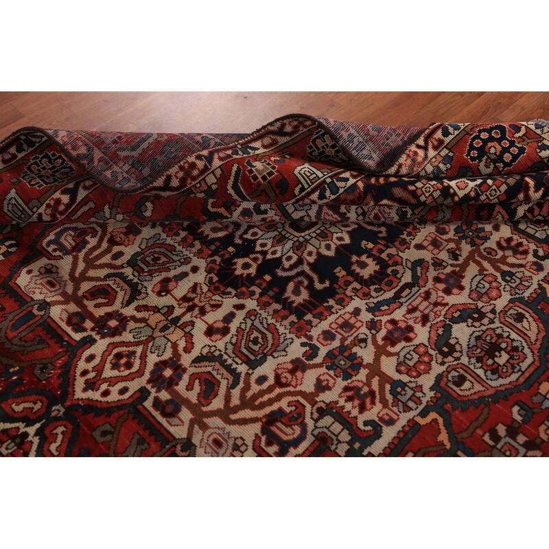 Medallion Bakhtiari Persian Vintage Rug Handmade Wool Carpet - 6'8" x 9'9"
