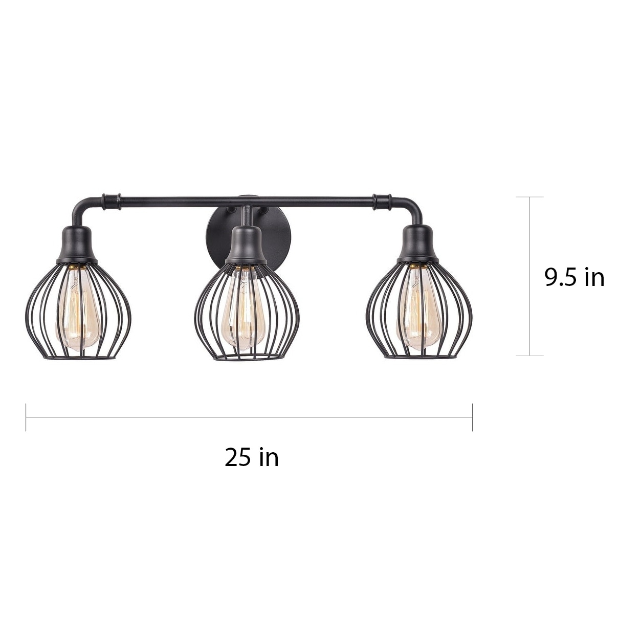 Amelia Black 3 Light Industrial Vanity Light Overstock 21726142