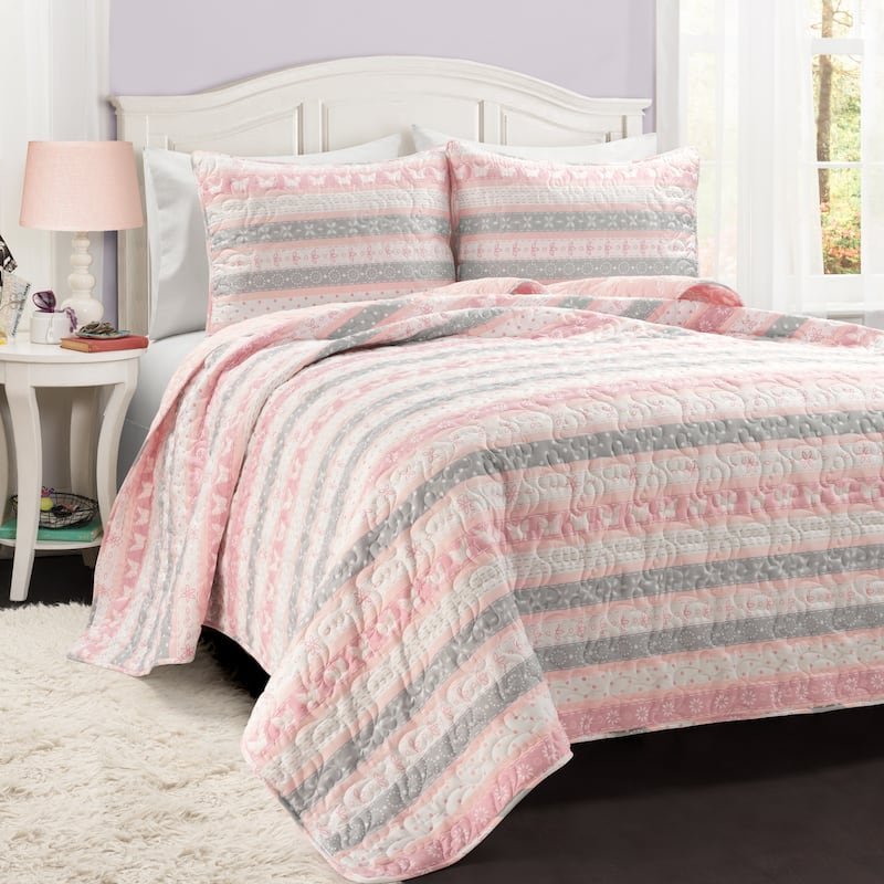 Lush Decor Cottage Core Sara Lily Reversible Quilt Set
