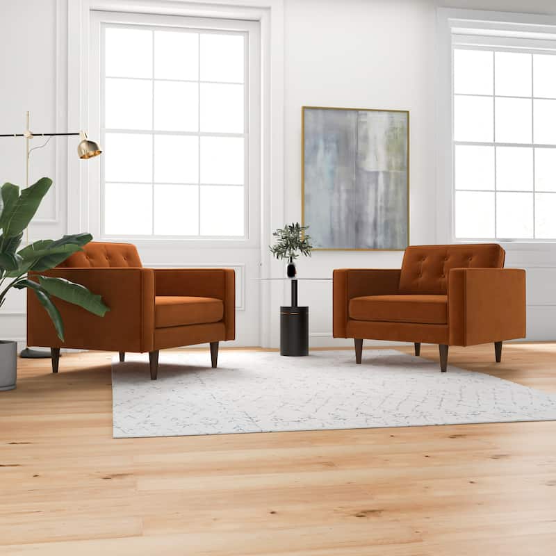 Koda Mid Century Velvet Lounge Chair (Set of 2)