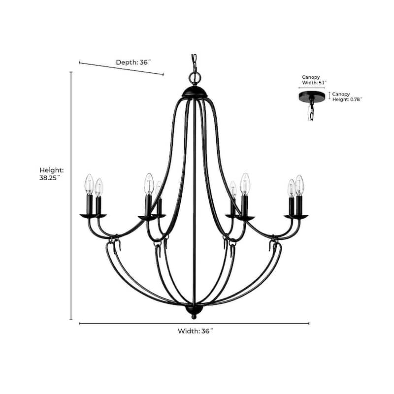 Millennium Lighting 12108 Eisley 8 Light 36" Wide Chandelier