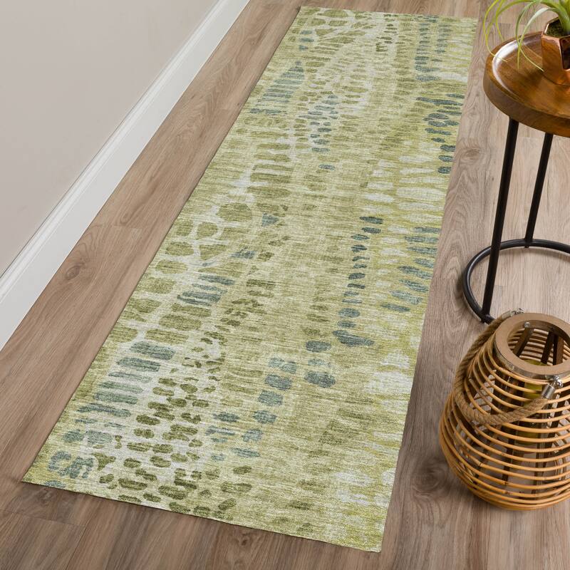 Machine Washable Indoor/ Outdoor Modern Imprints Chantille Rug