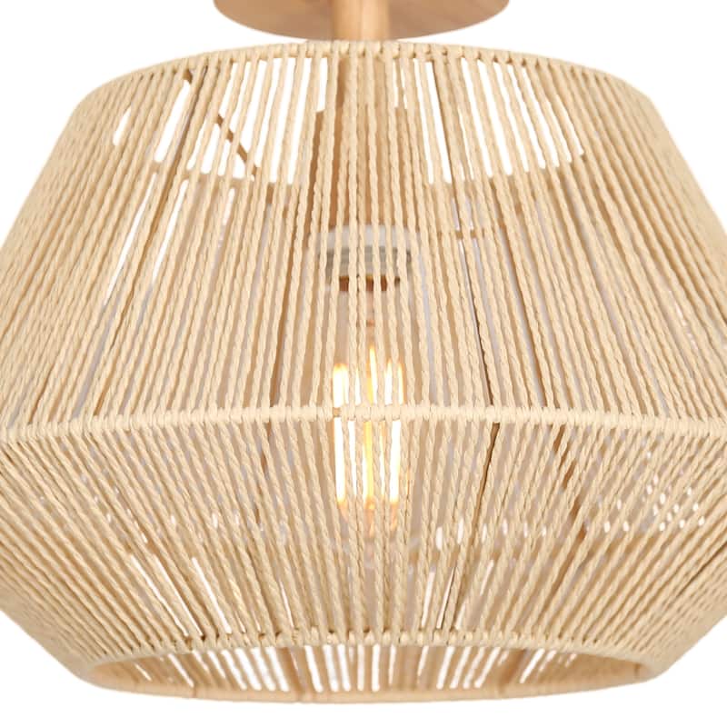 Bohemian Natural Drum Rattan Hanging Pendant Light