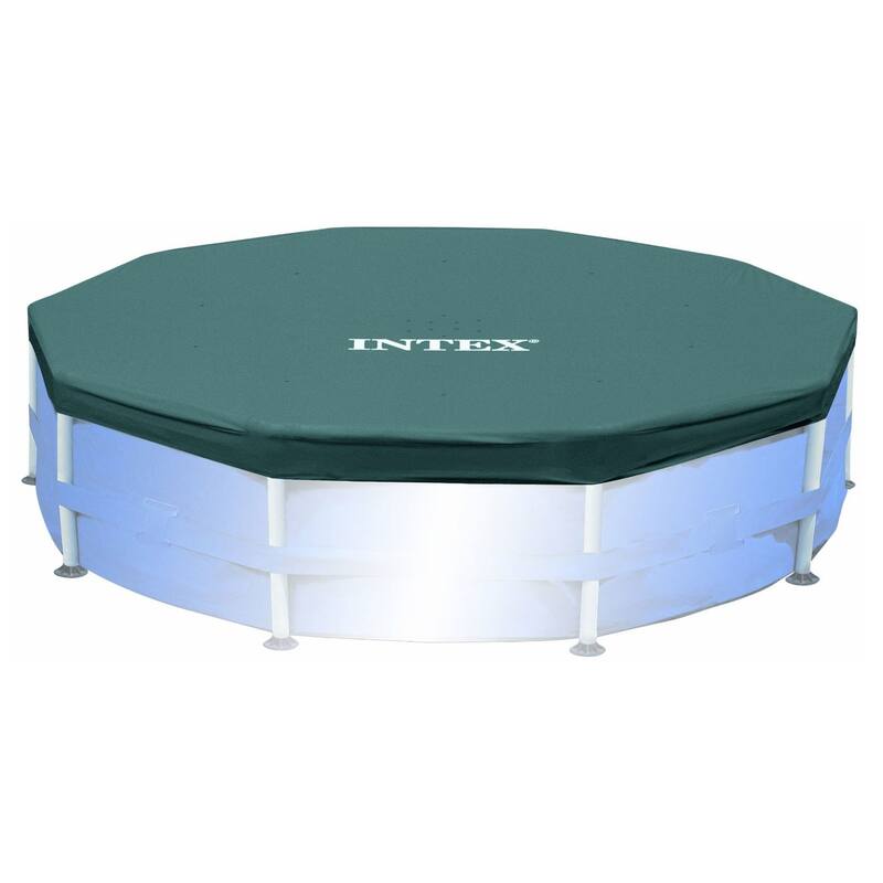 Intex Swimming Pool Maintenance Kit with Vacuum and Pole & 10’ Round Pool Cover - 3.47