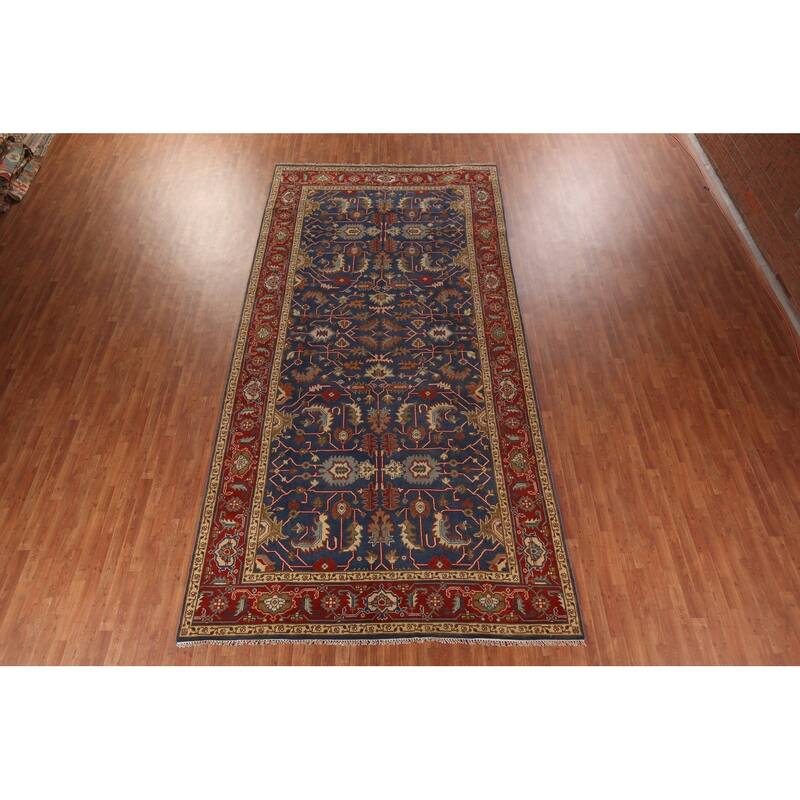 Blue Oushak Oriental Large Area Rug Handmade Wool Carpet - 7'11" X 15'9"