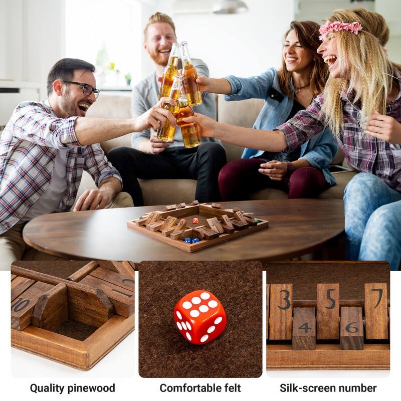 Shut The Box Dice Board Game (2-4 Players) for Kids & Adults