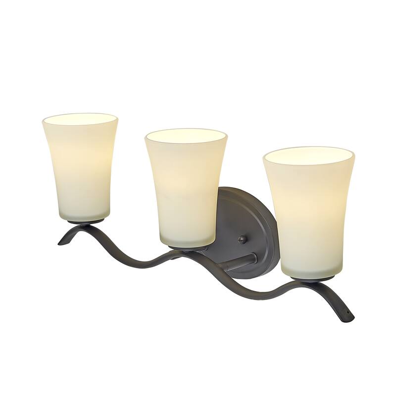 3 Lt Mount Bathroom light with white glass and gold finish