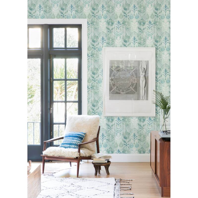 A-Street Prints Pavord Green Floral Shibori Wallpaper