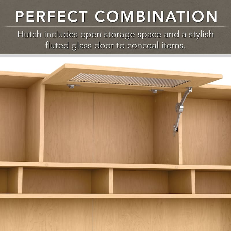 Cabot 60W L-Desk with Hutch and 5 Shelf Bookcase by Bush Furniture