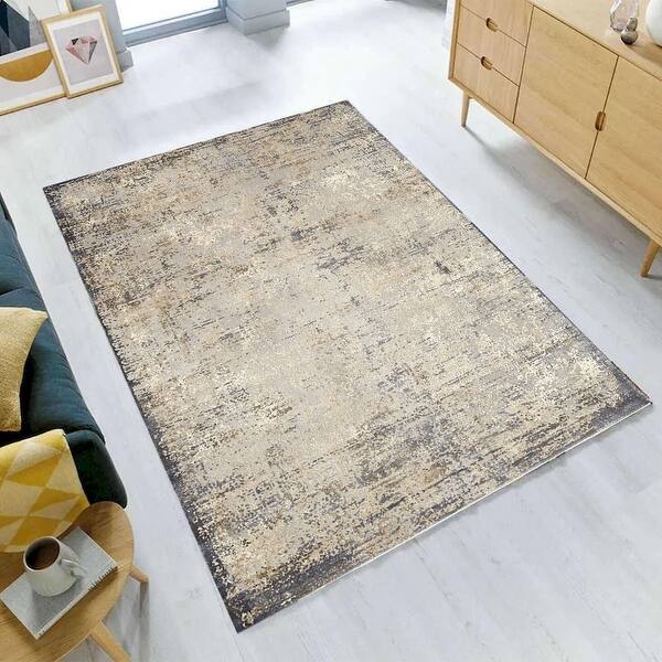 Charisma Ii Muted Gray Ivory Distressed Abstract Rug 9'X12' - 9' x 12 ...