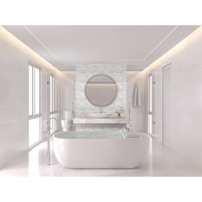 The Tile Life Santorini Beveled Volakas 2x4 Marble Brick Mosaic Wall & Backsplash Tile