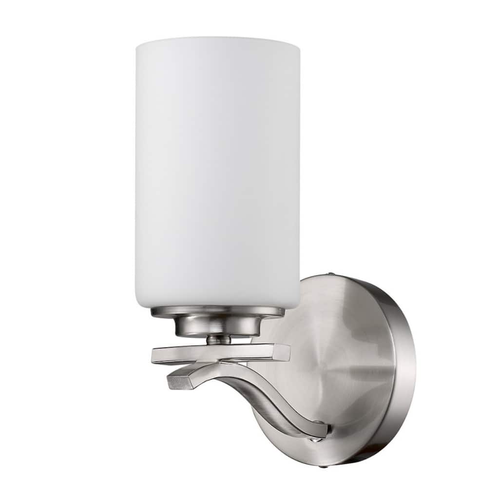 Modern Flush Mount Wall Sconce with White Opal Glass Shade and Dimmable E26 Light Fixture - 9.75" H x 5" W x 6.5" D