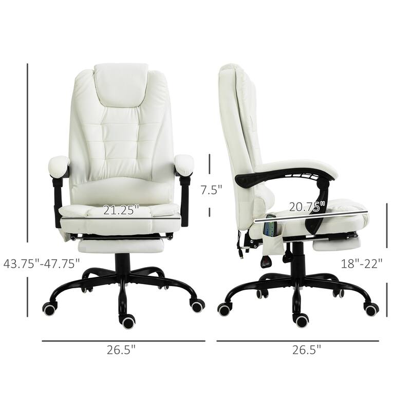 7-Point Vibration High Back Massage Office Chair with Tilt Lumbar Support Headrest and Footrest, for Office