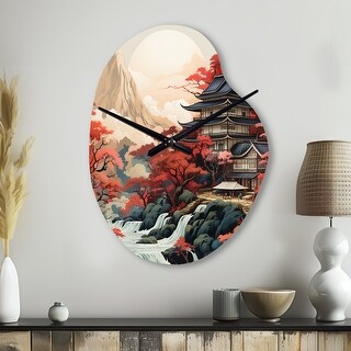 Designart - Asian Art Landscape - Asian Art Wall Clocks in Pear Shape ...
