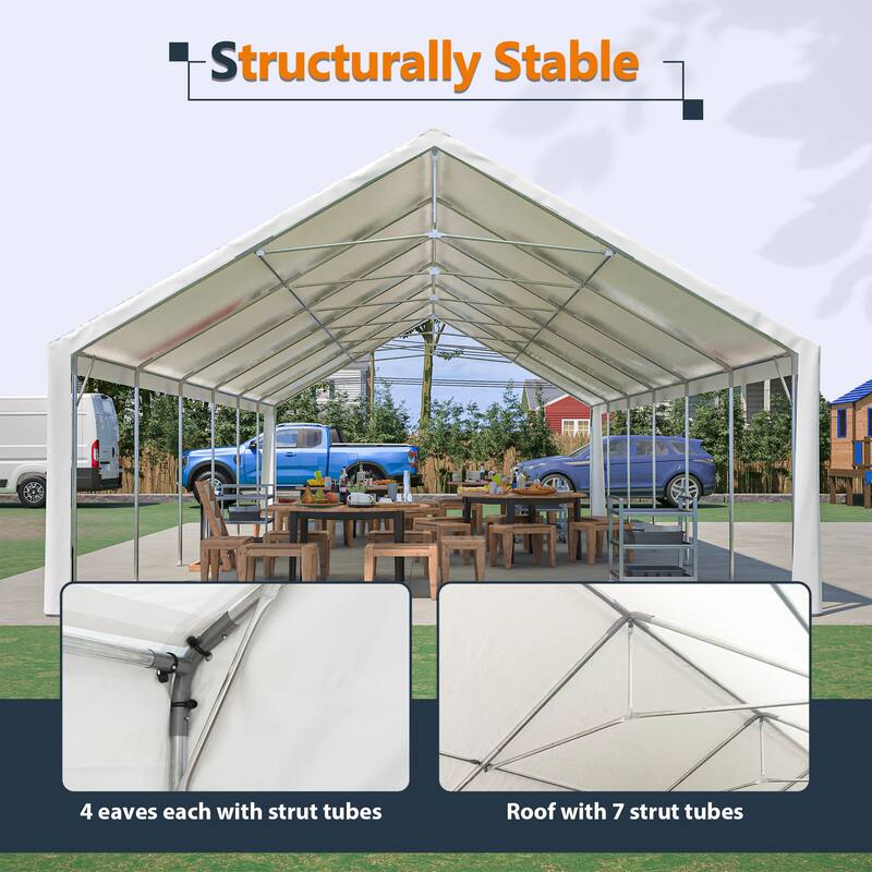 20x40FT Heavy Duty Party Tent with Removable Sidewalls, 3 Carry Bags, Waterproof PE Roof for Outdoor Events