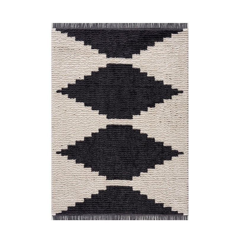 Black & Ivory Modern Area Rug - 6'x9'